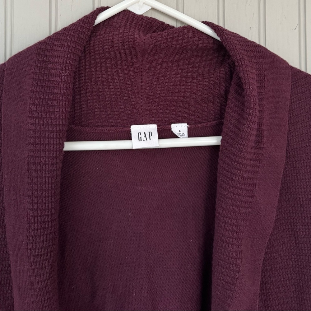 GAP Open-Front Cardigan Sweater - Deep Wine - Picture 2 of 4
